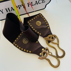Cache Vintage Snake Buckle Elastic Wide Belt